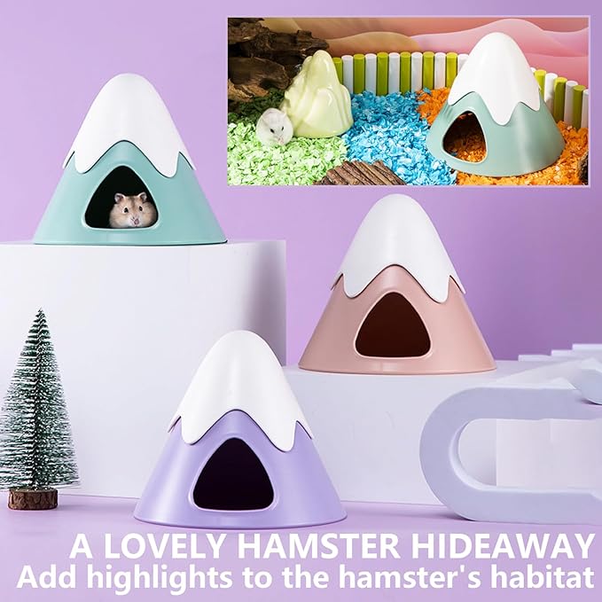 Hamster Hideout, Snowy Mountain Shape Hamster Hide House,Cute Small Animal Habitat Hideaway Hut for Syrian Hamsters, Mice, Gerbils, Rats (Green)