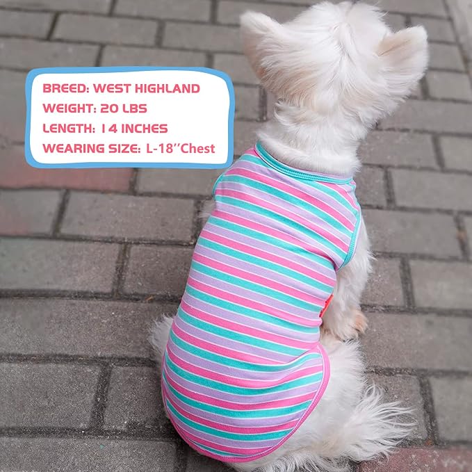 KYEESE 2Pack Dog Shirt, Soft Striped Dogs T Shirts, Lightweight Pet Tank Top, Sleeveless Dog Shirt for Large Dogs, Stretchy Comfortable Pet Vest, Purple+Blue Striped, 3XL