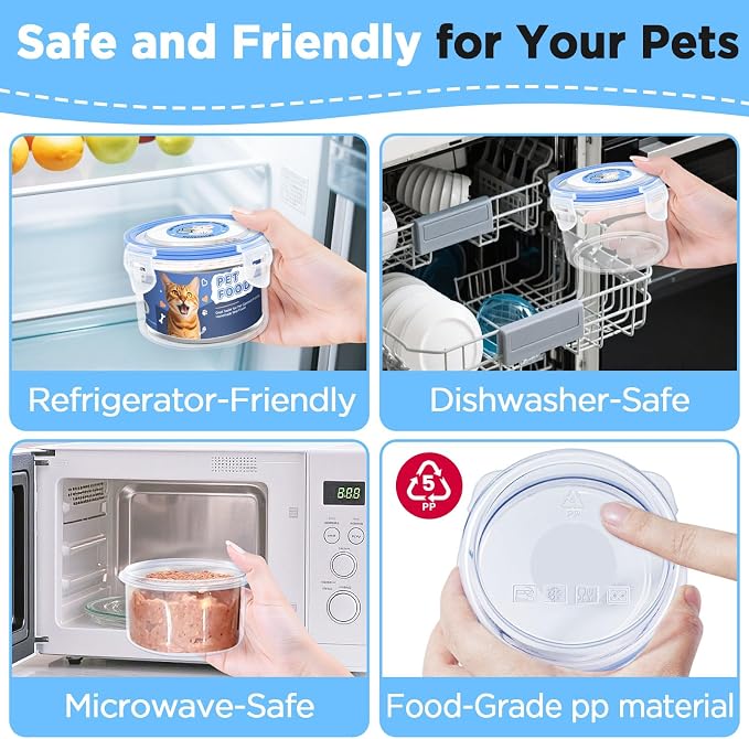 2 Pack Cat Food Can Covers Lids, Reusable Airtight Can Cover Pet Food Container - Keeps Canned Cat Food, Cat Wet Food Fresh, Odor-Free, with a SUS 304 Spoon for Easy Scooping