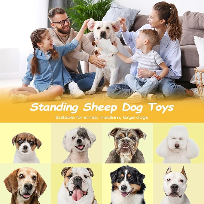 Sedioso Large Dog Squeaky Toys, Stuffed Animal Dog Chew Toy, Durable Plush Toy for Puppy, Small, Middle, Large Dogs