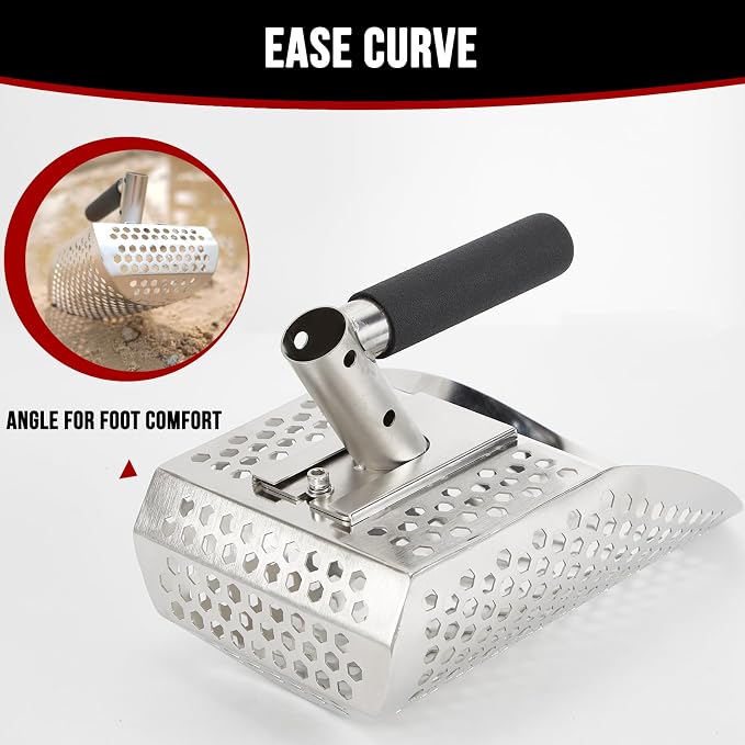 Sand Scoops for Metal Detecting, Stainless Steel Metal Detector Scoop with Digging Tool, Sand Sifter Shovel, Metal Detector Accessories, Heavy Duty Metal Detecting Shovel, Sand Flea Rake for Beach