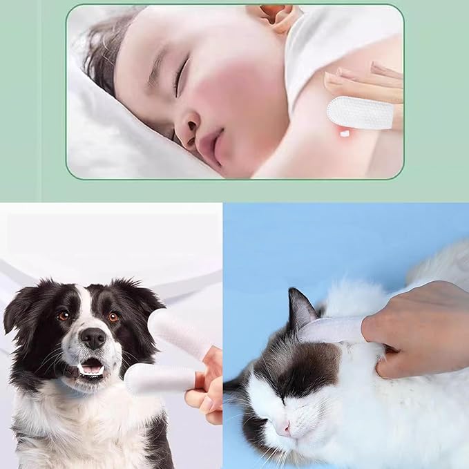 200 PCS Cotton Finger Cots, Finger Covers Protection for Finger Tips, Breathable, Sweat Resistant, and Wear-Resistant, and Injured Fingers,Ear Cleaning Finger Wipes for Dogs and Catss