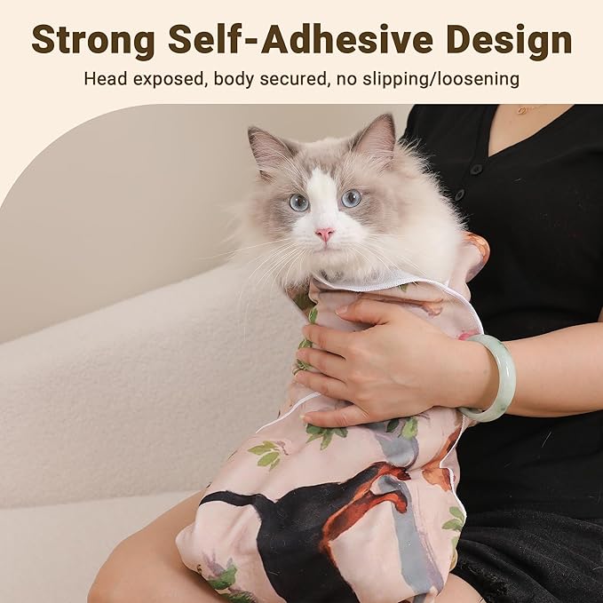 Purrfect Peace Cat Swaddle Wrap – 31.5" Professional Calming Restraint Bag for Grooming, Nail Trimming & Medicine - Adjustable Cat Restraint for Grooming, Nail Clipping & Vet Visits