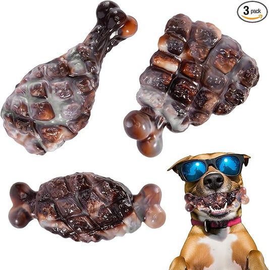 YINEYA Indestructible Dog Toys for Aggressive Chewers 3 Pack, Tough Dog Chew Toys for Aggressive Chewers Medium and Large Breeds, Durable Dog Toy to Keep Them Busy, Bacon Flavored