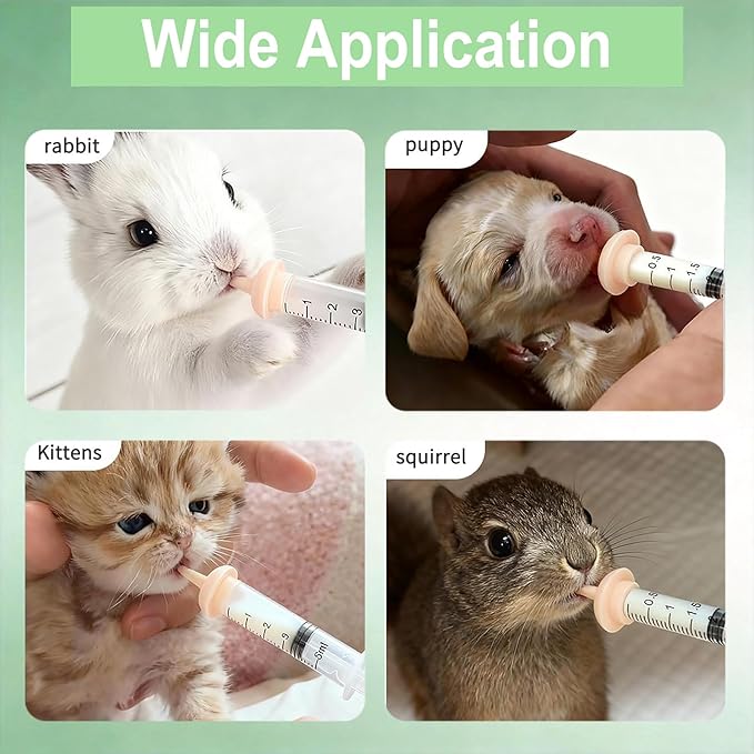 Pet Nursing Kit – Kitten Bottle Feeding Set with Nipples, Syringes, and Formula Dispenser for Newborn Puppies, Kittens, Baby Squirrels, and Other Small Animals