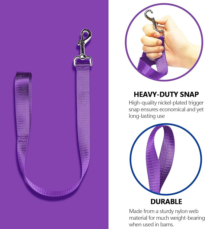 Harrison Howard 4PCS 22” Easily Packed Sturdy Nylon Bucket Straps for Hay Nets and Water Feeder Buckets-Purple