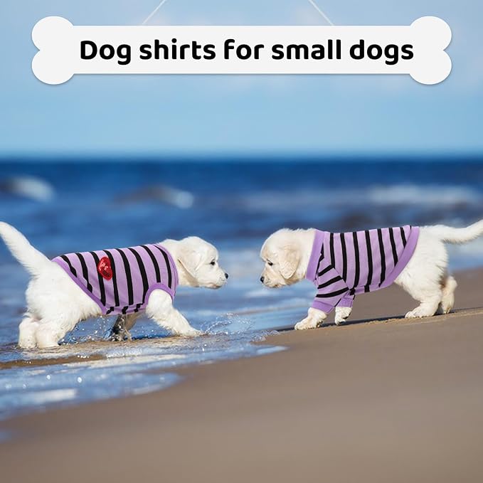 Dog Shirts for Medium Dogs, Striped T-Shirts Dog Vest Pet Apparel Tee Shirts Spring Summer Suitable for Small and Medium Large Pets French Bulldog Bichon, Purple M