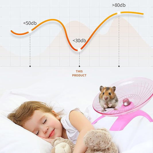 7" Small Animal Flying Saucer Running Wheel, Does not Produce Noise, for Hamsters, Hedgehogs, Guinea Pigs, and Other Small Animals to Ensure The Safety of Sports (Pink)