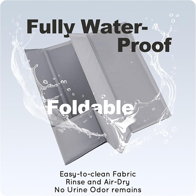 HQ4US 4LEGS Dog Litter Box, Pee Pad Holder Foldable, Indoor Dog Potty Tray for Puppy & Medium Dogs, High Walls, Seamless, No Assembly, Waterproof, Easy to Clean, No Spill,Portable for Travel