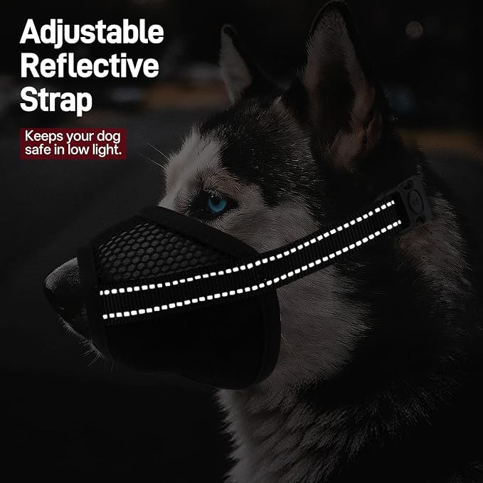Pezluxe 2-Pack Dog Muzzle, Soft Air Mesh Muzzle Anti Biting Barking Chewing, Secure & Breathable Drinkable Pets Muzzles with Adjustable Strap, for Small Medium Large Dogs (Black-L)