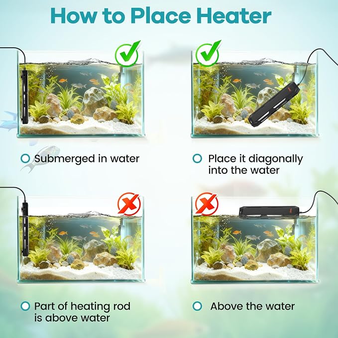 hygger Submersible Aquarium Heater, Adjustable Temperature Fish Tank Heater with Overheat & Dry Run Protection Alarm for Freshwater Saltwater Fish Tanks, 300W for 40-70 Gallon