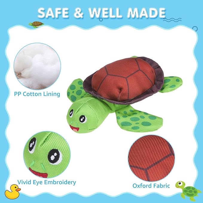SCENEREAL Dog Water Toy for Medium Small Dogs- 2 Pack Floating Dog Toys Squeaky Toys for Pool Fetch, Turtle & Duck Shape Durable Pet Chew Toy Summer Outdoor Interactive Play