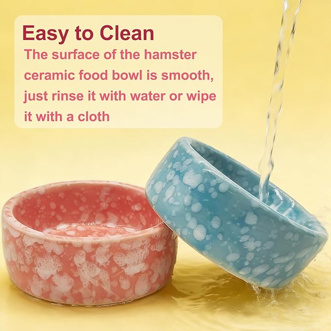 kathson 4 Pcs Hamster Food Bowl Guinea Pig Ceramic Water Bowl Small Animal Feeding Dish for Dwarf Hamster Gerbil Syrian Ferret Hedgehog Chinchilla Bunny