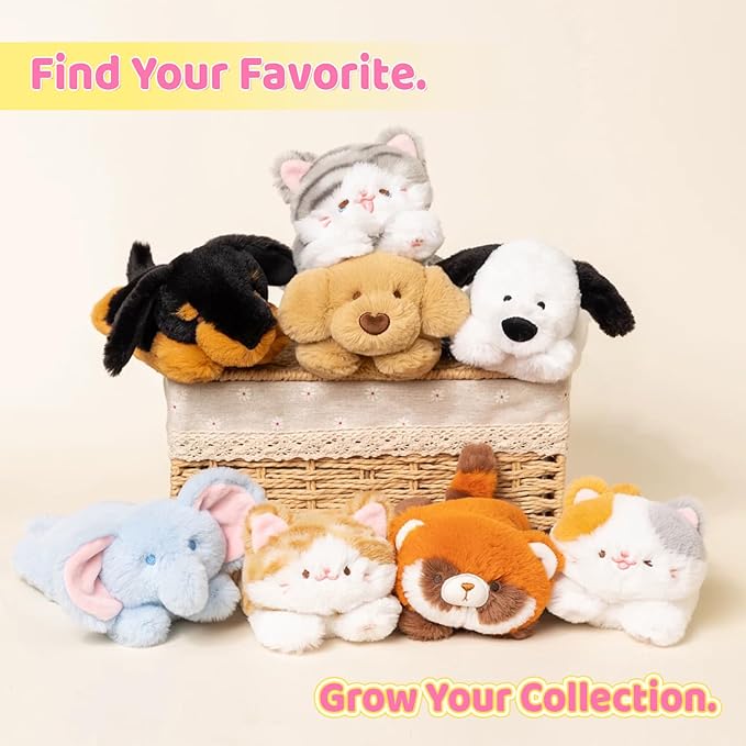 PEACH CAT Dachshund Dog Stuffed Animal Cute Plushies Small Puppy Plush Toys Birthday Gifts for Kids