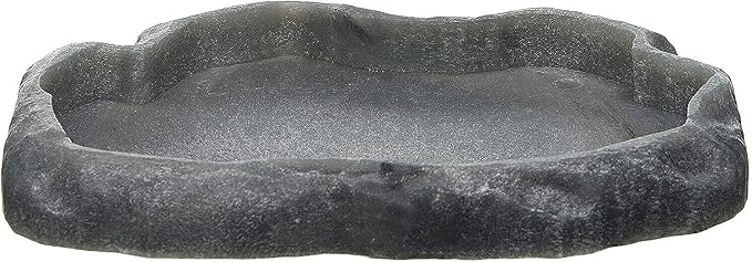 Zoo Med Reptile Rock Food Dish, Medium, 7.25"l x 6"w x 0.75"h, Colors may vary Black