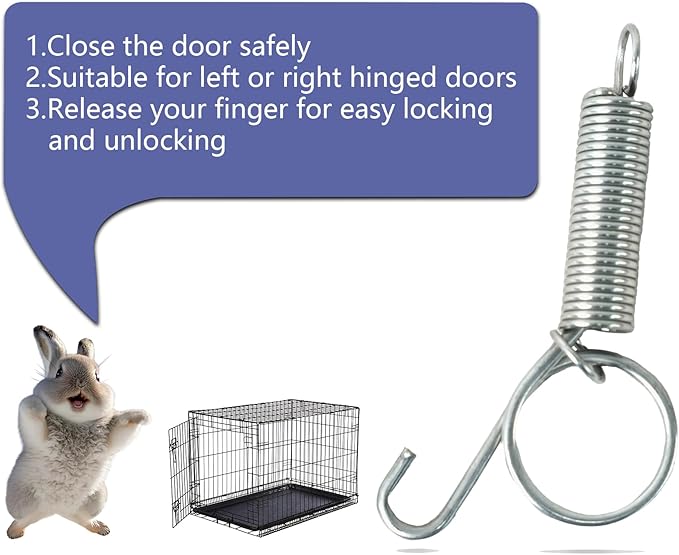 20Pcs Spring Cat Door Latch and Catches, Multi-Functional Pet Door Spring Latch Hook Wire Cage Clips, One-Handed Fixing Pet Rabbit Cage Wire for Rabbit Dog Cat Parrot Guinea Pig Squirrel Cages