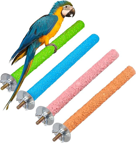 4 Pcs Bird Perch, Bird Perches for Cage, 7.8inch Random Colorful Wood Parrot Birds Perch Stand Paw Grinding Stick, Birds Cage Accessories for Budgies, Parakeet, Cockatiel, Lorikeet, Conure