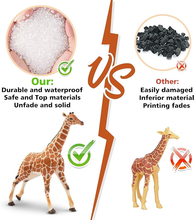 Giraffe Toy Figurines Set, 4PCS Realistic Wild Animals Figures with Giraffe Calf, Plastic Giraffe Cake Topper Birthday Gift Decor for Kids & Toddlers Ages 3+
