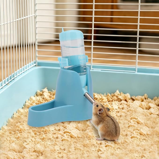 Litewoo 3 in 1 Hamster Water Bottle Small Animal Water Bottle with Food Container Base Hut Hanging Pet Automatic Feeding Drinking Dispenser for Dwarf Hamster Rats Mouse Gerbil Mice