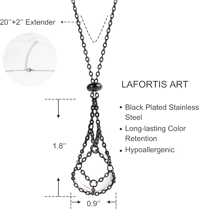 22Inch Stainless Steel Interchangeable Crystal Holder Necklace Chained GemStones Cage Necklace Trendy Pendant Necklace for Women Men Necklace Holder for Healing Crystal