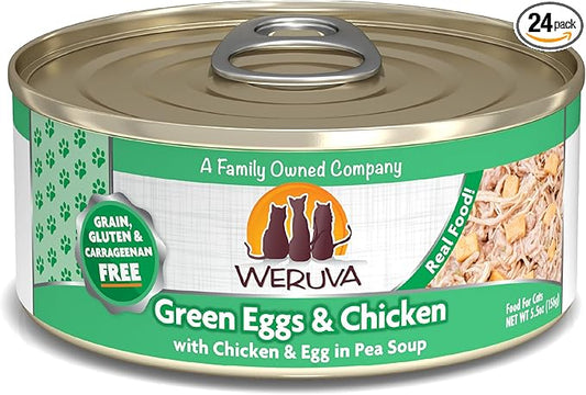 Weruva Classic Cat Food, Green Eggs & Chicken with Chicken Breast & Egg in Pea Soup, 5.5oz Can (Pack of 24)
