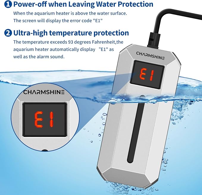 Submersible Aquarium Heater with LED Digital Display 100W Fish Tank Heater for 8-13 Gallon Freshwater Saltwater Tank, Auto Thermostat Overheat Protection(Not Suitable for Low-Water Turtle Tanks)