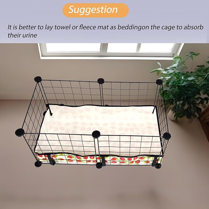 Guinea Pig Cage Liner，Washable Waterproof Oxford Cloth Cage Liners for Small Animals,Hamster Chinchilla Hedgehog Rabbit And Other Small Animals Not Include Cage (C&C 1x2(12x24 inches), Strawberries)