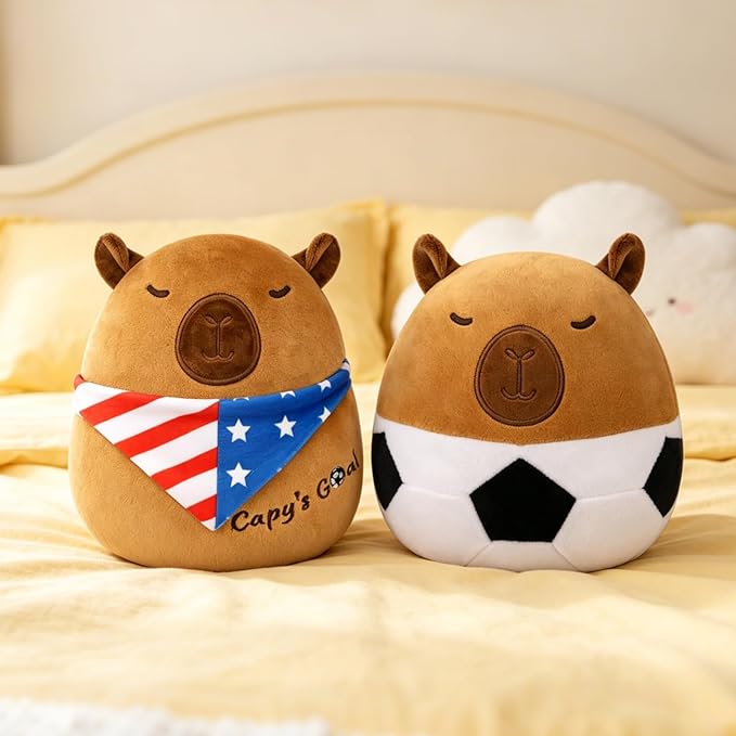 Capybara Plush with USA Flag Scarf - 8" Cute Stuffed Animal, Patriotic Decorations for July 4th & Memorial Day, Soft Toy Gift for Kids Adults 250 Anniversary Decorations