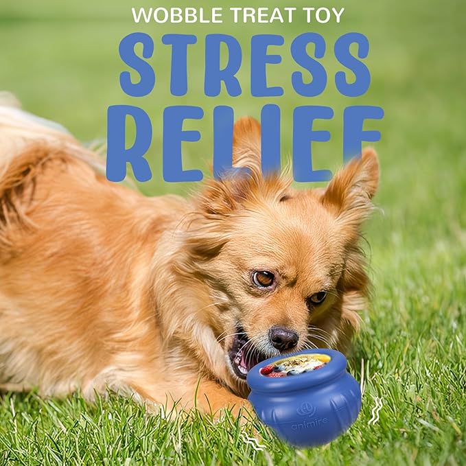 Wobbly Dog Enrichment Lick Toy, Stuffable Frozen Lick Bowl to Keep Dogs Busy, Long-Lasting Interactive Treat Dispensing Dog Toy, Silicone Fetch Catch Chew Toy(Dark Blue,M)