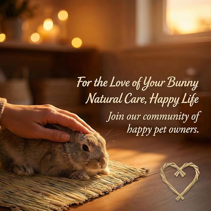 Sukh 3PCS Natural Rabbit Grass Mats - Hand Woven Hay Cage Bed Mat, Pet Cooling Sleeping Nest & Chew Toys for Bunny Hamster Chinchilla Guinea Pig Mouse Bird Small Animals