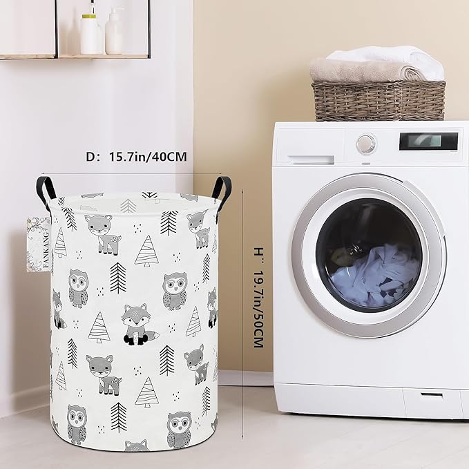 Storage Basket, Nursery Hamper Canvas Laundry Basket Foldable with Waterproof PE Coating Large Storage Baskets for Kids Boys and Girls, Office, Bedroom, Clothes,Toys(Animal)