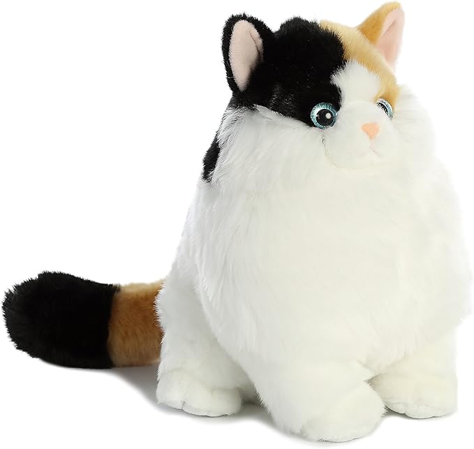 Aurora® Charming Fat Cats™ Munchy Calico™ Stuffed Animal - Cuddly Companions - Aesthetic Appeal - White 9 Inches