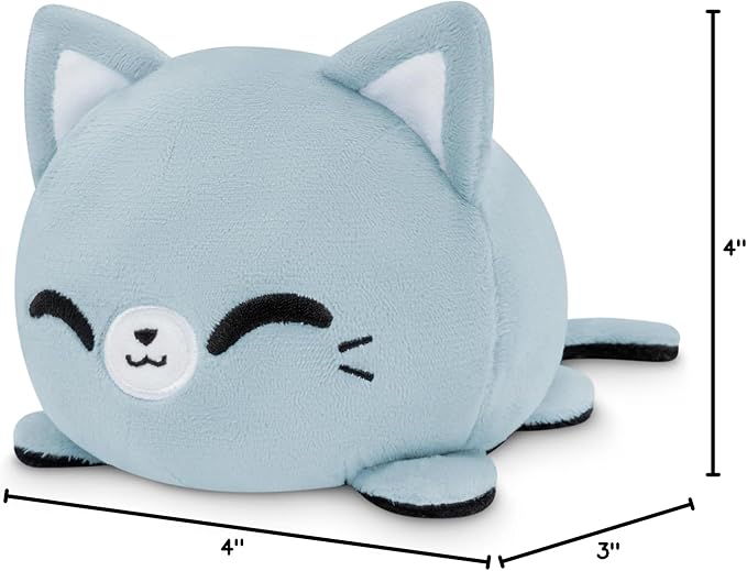 TeeTurtle - The Original Reversible Cat Plushie - Russian Blue Ninja Cat - Cute Sensory Fidget Stuffed Animals That Show Your Mood!