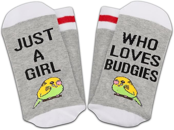 G2TUP 2 Pairs Budgie Lover Gift Just A Girl Who Loves Budgies Socks Parakeets Budgie Bird Lover Socks Budgies Mom Gift