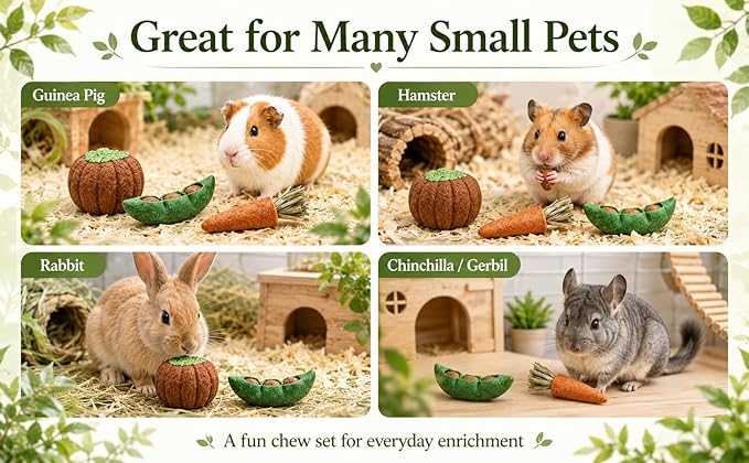 HERCOCCI Bunny Tunnel, Collapsible Rabbit Toys Hideout Tunnels & Tubes with Chew Toy Set for Guinea Pigs, Chinchillas, Ferrets and Small Pets
