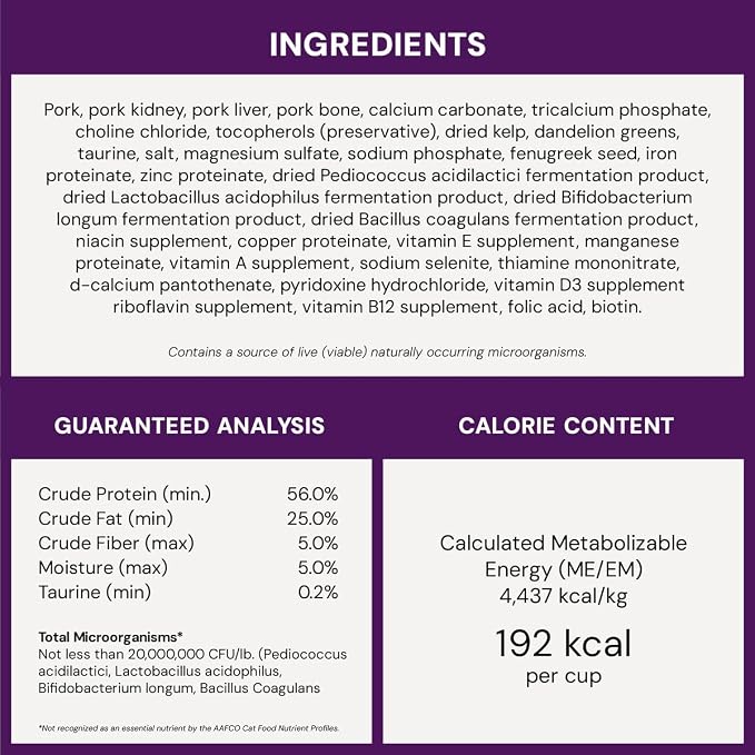 Stella & Chewy's Freeze-Dried Raw Cat Dinner Morsels - Premium Pork Recipe with 98% Responsibly-Sourced Meat & Organs - Natural Grain-Free Cat & Kitten Food - Made in USA - 18 oz