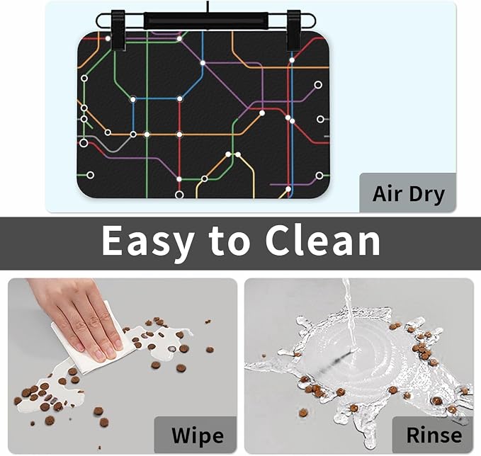 Dog Food Mats for Floors Absorbent Pet Cat Non Slip Network Subway Dog Bowl Mats for Food and Water Pet Supplies