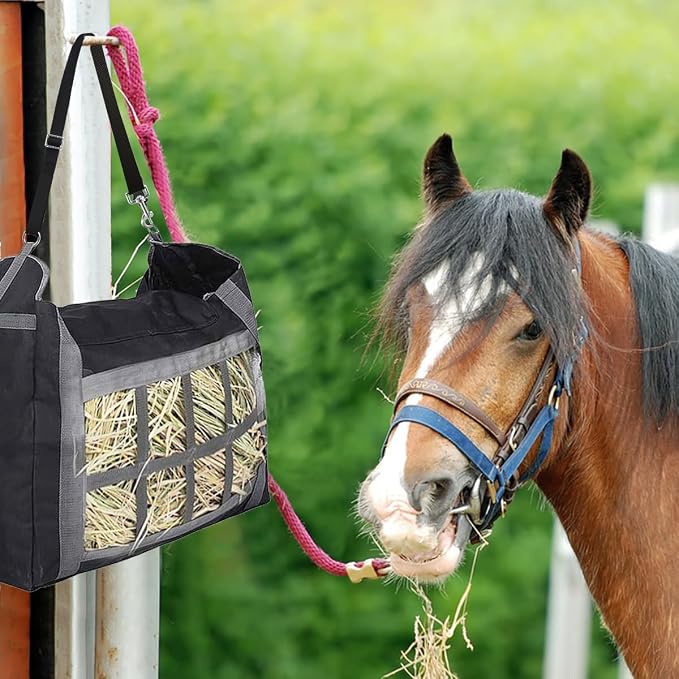 5 Pcs Horse Bucket Strap Hangers, Horse Suppliers Adjustable Nylon Straps up to 700 lbs, Bucket Hanger Use for Hay Nets Water Buckets Horse Outdoor Feeder, Adjustable 26 to 46 in (Black)
