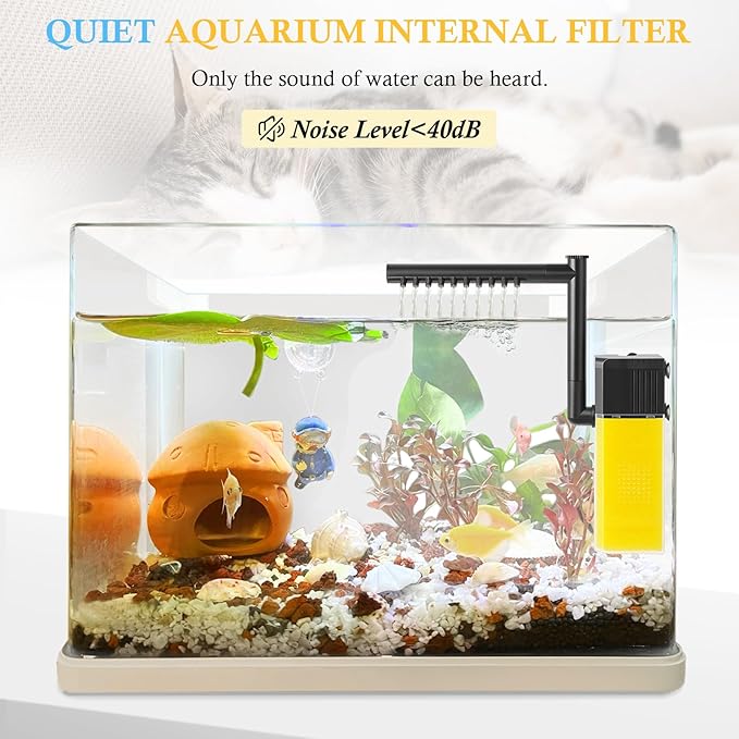 FEDOUR 10W 15W 20W Aquarium Submersible Filter, Quiet Fish Tank Internal Filter with Spray Bar, Powerful Aquarium Filter for 5-80 Gallon Tank (10W for 5-30Gallon)