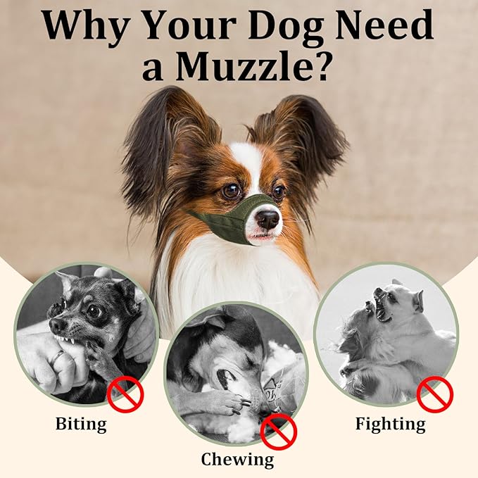 Mayerzon Short Snout Dog Muzzle, Small Muzzle for Chihuahua Shih Tzu American Bully Boxer Puppy, Soft Fabric Mouth Cover for Grooming Vet Visits, Prevent Biting Chewing Fighting