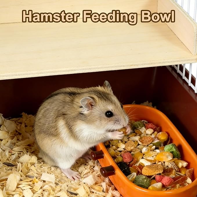 2PCS Hamster Bowl, Bread Shaped Hamster Food Dish Ceramic Food Water Feeding Bowl Small Animal Bowls for Gerbil Rat Hedgehog (French Bread)