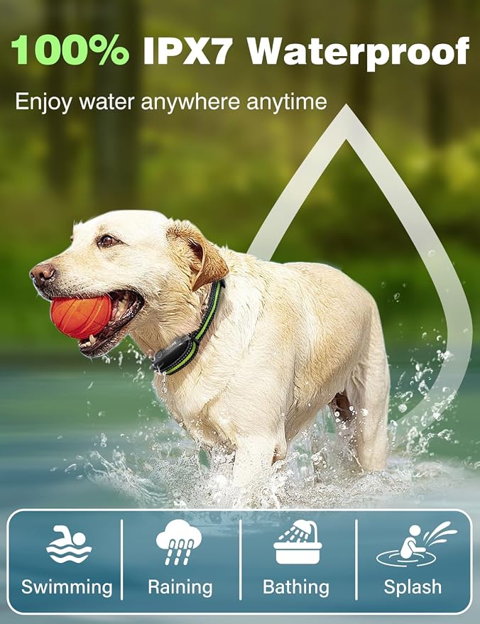 Bark Activated Shock Collar, 3300Ft Dog Bark and Training Collar Combo with Beep, Vibrate, Static & Auto Mode, IPX7 Waterproof Automatic Bark Collar for Small Medium Large Dogs (7-120lbs)