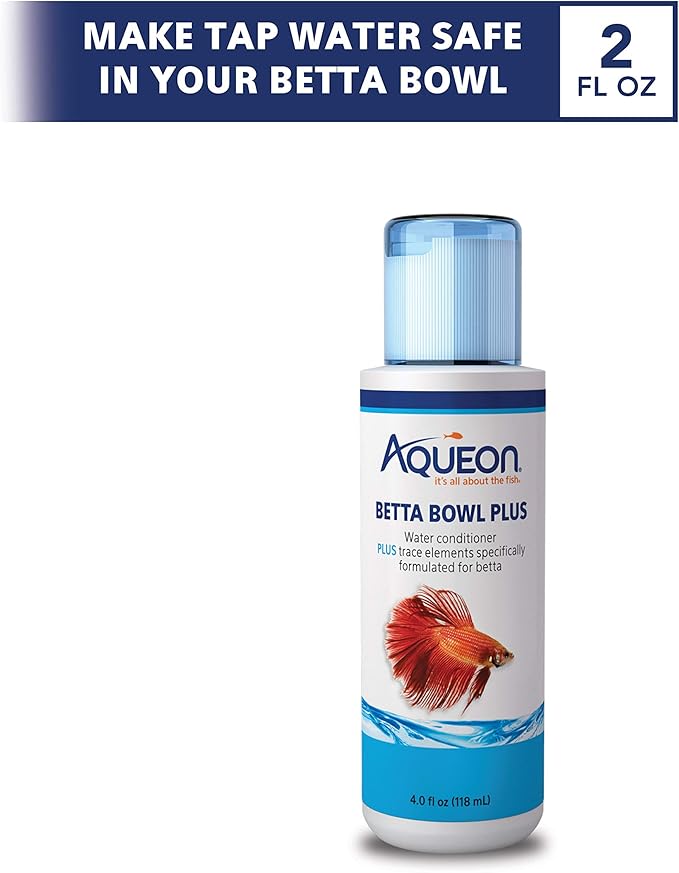 Aqueon Betta Bowl Plus Water Conditioner Neutralizes Chlorine and Ammonia for Betta Fish Tanks - 4 Ounces (Pack of 2)