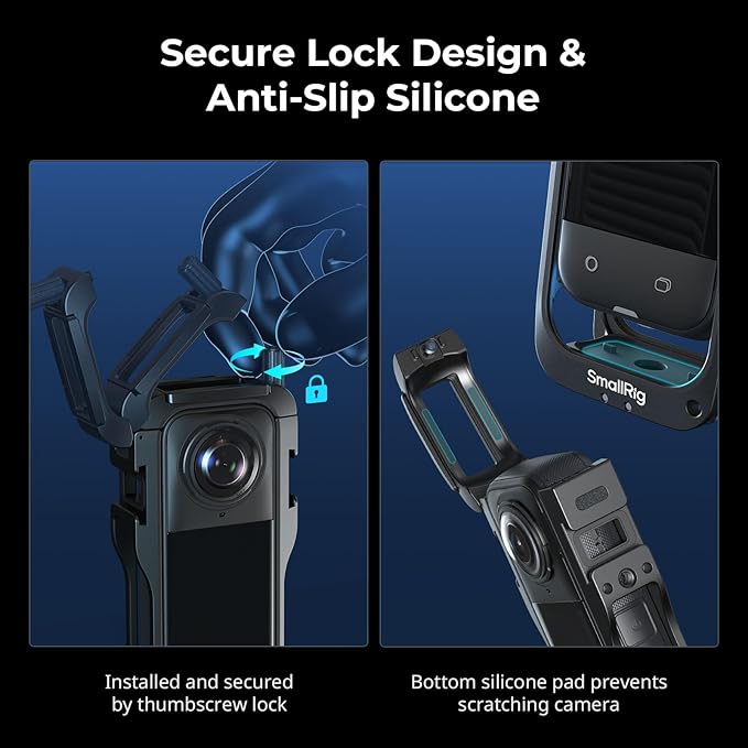SMALLRIG Cage for Insta360 X5 Accessories, Aluminum Alloy Protective Case for Insta360 x5 with Quick Release, Built-in Cold Shoe Mounts & 1/4" Threads, with Silicone Lens Guard Cap - 5195
