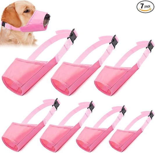 Coppthinktu Dog Muzzle Suit - 7PCS Adjustable Muzzles for Small, Medium & Large Dogs - Soft, Comfortable Mouth Cover for Long Snout