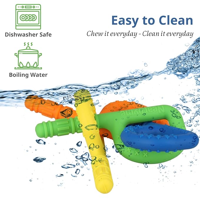 Sensory Chew Toys for Autistic Chewers, 4 Packs Food Grade Silicone Oral Motor Chew Sticks & Hand Fidgets for Autism, ADHD, SPD, Anxiety or Special Needs