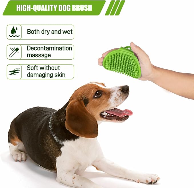 Dog Buttons for Communication, 6 Pack Recordable Talking Buttons for Dog Training with 30 Seconds Voice Recording | Includes Non-Slip Mat & Dog Bath Brush Present Set