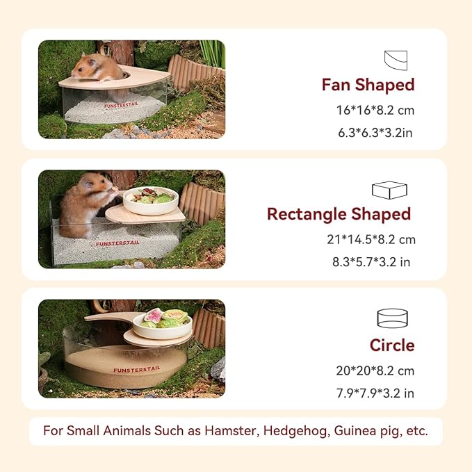 Hamster Sand Bath Container for Small Pets (Fan-Shaped)