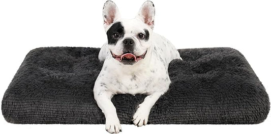 KSIIA Dog Crate Bed Washable Dog Beds for Small Dogs Deluxe Plush Fluffy Comfy Thick Kennel Pad Anti-Slip & Anti-Scratch Pet Sleeping Mat, 23 x 18 Inch, Dark Gray