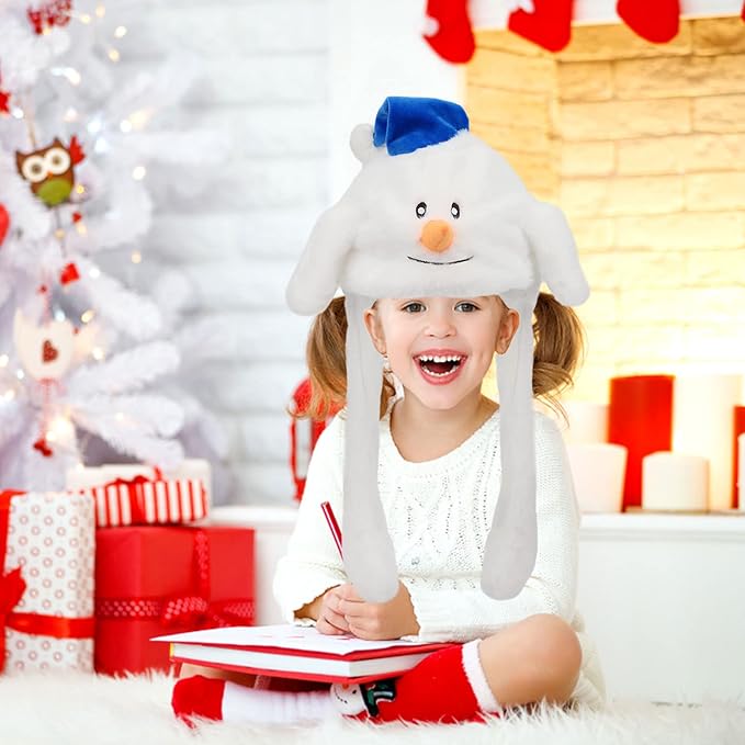 Bubblepompom Animal Hat with Ears Moving Jumping Pop Up Beating Hat Plush Holiday Cosplay Dress Up Funny Gift for Kids